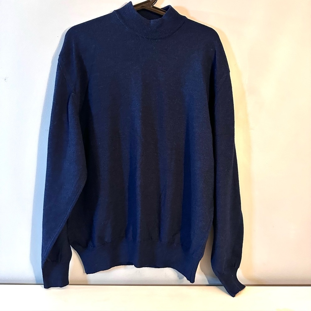 Saks Fifth Avenue - Men’s, 100% wool, Blue, Sweater, Mock Neck, Italy, Size XL